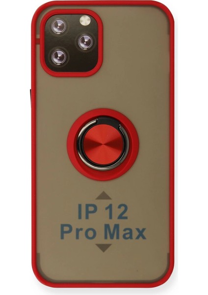 Iphone 12 Pro Kılıf Montreal Yüzüklü Silikon Kapak - Kırmızı