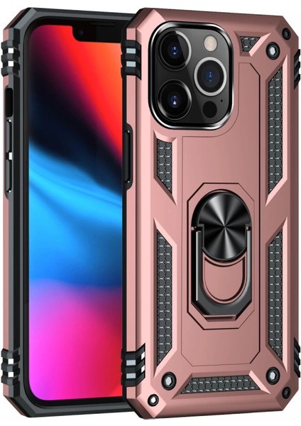 Iphone 13 Pro Kılıf Sofya Yüzüklü Silikon Kapak - Rose