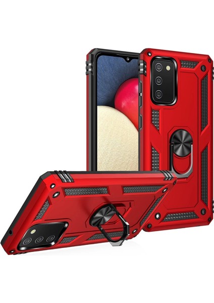 Samsung Galaxy A03S Kılıf Sofya Yüzüklü Silikon Kapak - Kırmızı fiyatları