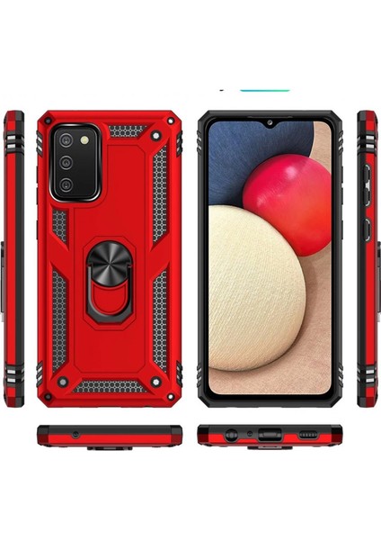 Samsung Galaxy A03S Kılıf Sofya Yüzüklü Silikon Kapak - Kırmızı modelleri