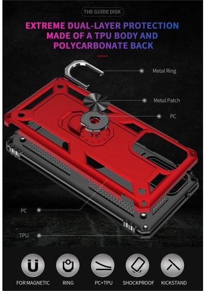 Samsung Galaxy A03S Kılıf Sofya Yüzüklü Silikon Kapak - Kırmızı