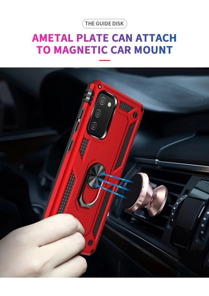 Samsung Galaxy A03S Kılıf Sofya Yüzüklü Silikon Kapak - Kırmızı