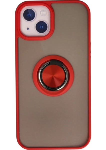 Iphone 13 Kılıf Montreal Yüzüklü Silikon Kapak - Kırmızı