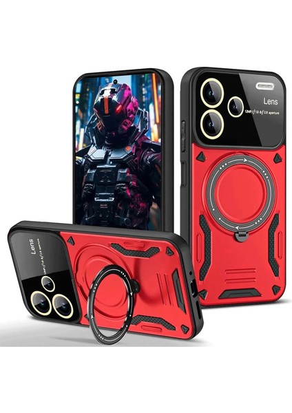 Xiaomi Redmi Note 13 Pro Plus Joy Lens Standlı Kapak - Kırmızı