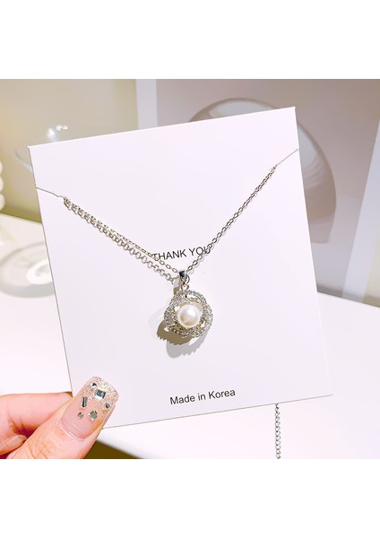 Gümüş Renkli Inci Taşlı Kolye Bilekliği (Yurt Dışından)