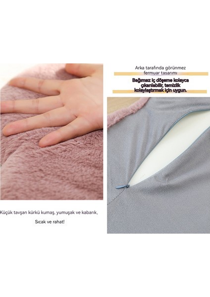 Çıkarılabilir ve Yıkanabilir Çiçek Tasarımlı Taklit Tavşan Kürkü Sonbahar-Kış Isıtıcı Hafızalı Köpük Yastık (Yurt Dışından) indirimleri