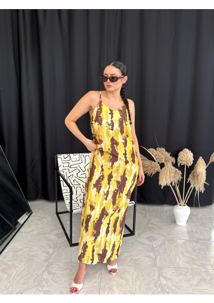 Sırtı Çapraz Detaylı Batik Elbise