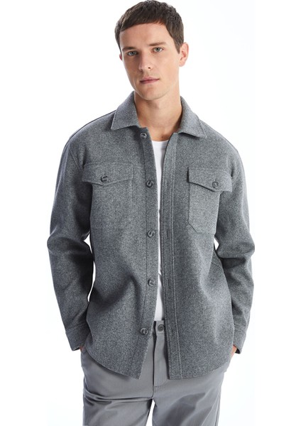 Yeni Sezon Regular Fit Uzun Kollu Kaşe Erkek Gömlek Ceket