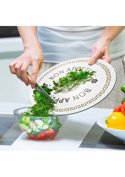 Cam Kesme Tahtası ve Sunumluk Amore Yuvarlak Aperitivo 30X30 cm indirimleri