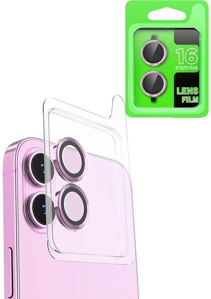 Iphone 16 Raze Metal Kamera Lens - Pembe