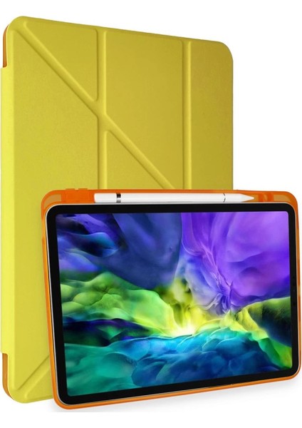 Ipad Pro 11 (2018) Kılıf Kalemlikli Mars Tablet Kılıfı - Açık Sarı