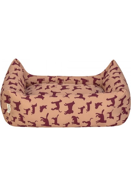 Uniform Bej-Bordo Köpek Yatağı L 70x60cm