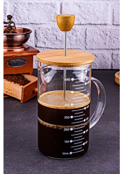 Leonardo French Press Bambu Kapaklı Zarif Cam Yapısı 700 ml Kahve ve Çay İçin