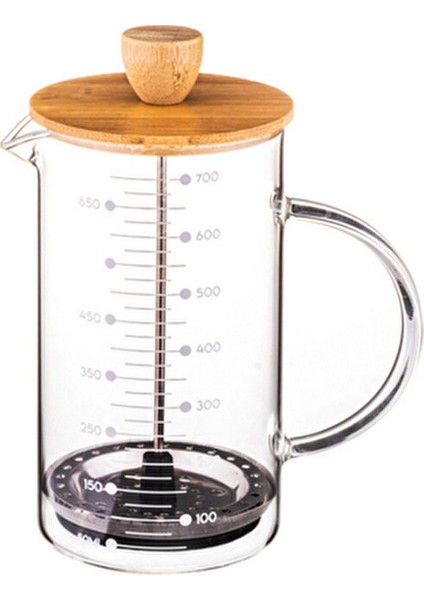 Leonardo French Press Bambu Kapaklı Zarif Cam Yapısı 700 ml Kahve ve Çay İçin
