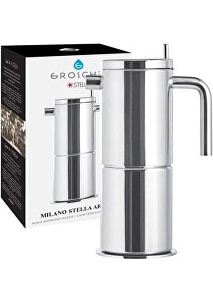 Milano Stella Çelik Moka Pot Paslanmaz Çelik 8 Cup Nostaljik Tasarım fiyatları