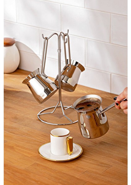 Laura 4 Parça Cezve Seti 18/10 Çelik Materyal ile 200 ml 270 ml 350 ml Hacim