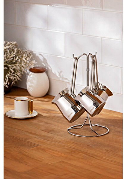 Laura 4 Parça Cezve Seti 18/10 Çelik Materyal ile 200 ml 270 ml 350 ml Hacim