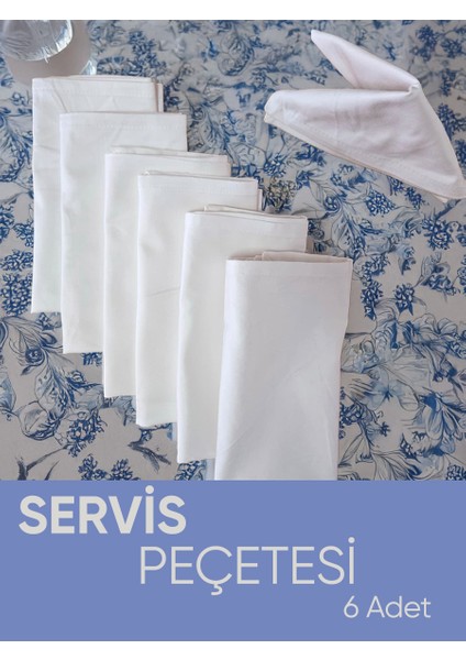 Beyaz Renk Pamuk Saten Servis Peçetesi Sunum Peçetesi Amerikan Servis 6'lı Kumaş Peçete – 45X45 cm