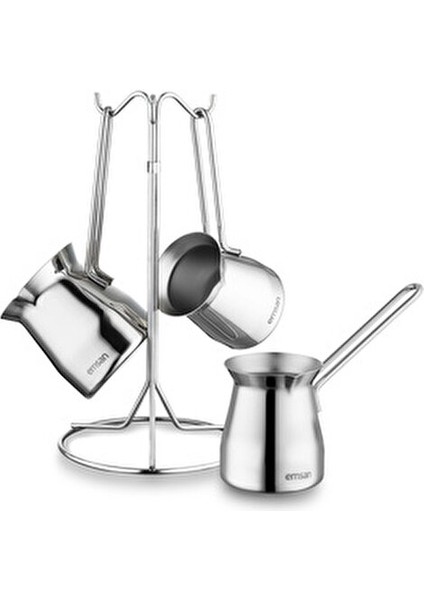Laura 4 Parça Cezve Seti 18/10 Çelik Materyal ile 200 ml 270 ml 350 ml Hacim
