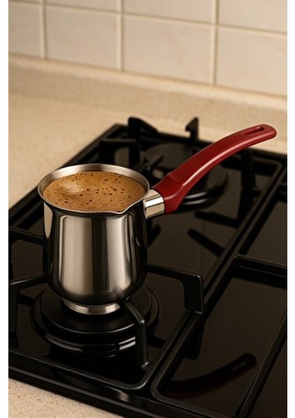 Paslanmaz Çelik Cezve 900 ml Isıya Dayanıklı İnce Kulp ile 9 Fincan Kapasiteli indirimleri