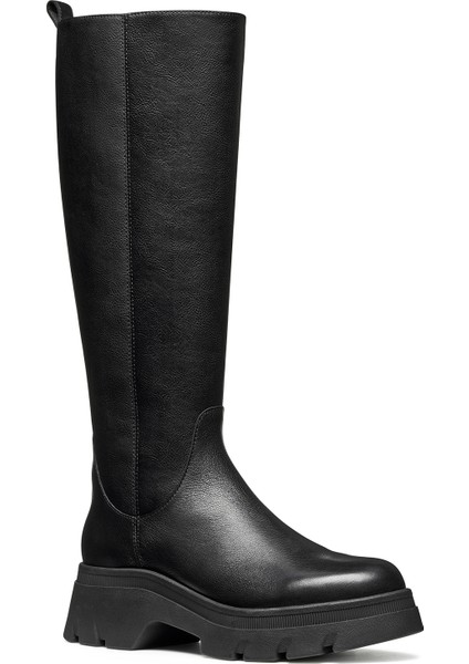 Kadın Siyah D Pluette Fermuarlı Kalın Tabanlı Deri Çizme D565ME05446C9999 fiyatları