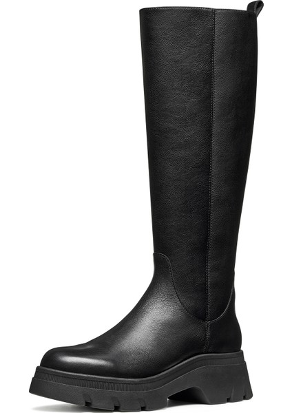 Kadın Siyah D Pluette Fermuarlı Kalın Tabanlı Deri Çizme D565ME05446C9999 modelleri