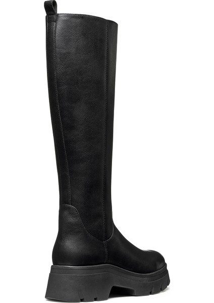 Kadın Siyah D Pluette Fermuarlı Kalın Tabanlı Deri Çizme D565ME05446C9999 indirimleri