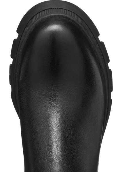 Kadın Siyah D Pluette Fermuarlı Kalın Tabanlı Deri Çizme D565ME05446C9999
