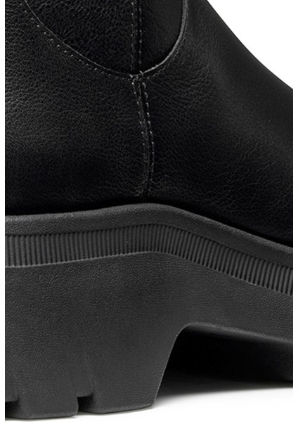 Kadın Siyah D Pluette Fermuarlı Kalın Tabanlı Deri Çizme D565ME05446C9999