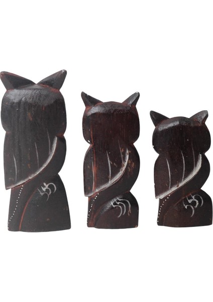 El Yapımı Doğal Ahşap 3lü Baykuş Heykel Biblo Seti Yeni Yıl Ev Ofis Hediyesi Raf Vitrin Bahçe Süsü 2 indirimleri