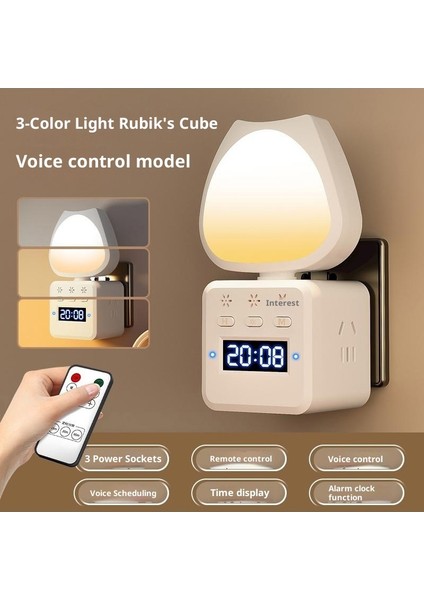 Sesli Gece Lambası Priz Yatak Odası Başucu Lambası (Yurt Dışından)