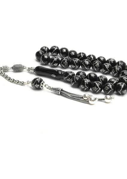 Oltu Taşı Küre Model Tek Zikzak Dokuzlu Baklava Işlemeli Tespih indirimleri