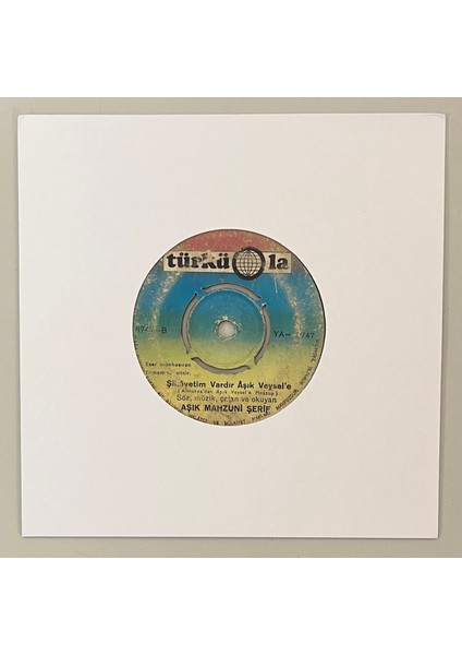 Aşık Mahzuni Şerif Şikayetim Vardır Aşık Veysel'e - Bir Milletin Şerefini Üzerime Aldığım Doğrudur 45 Lik Plak (Orjinal Dönem Baskı Plak)