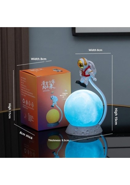 Yeni Havalanan Astronot Süsü Ay Işığı Ay Gece Lambası (Yurt Dışından)