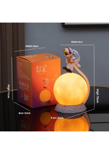 Yeni Havalanan Astronot Süsü Ay Işığı Ay Gece Lambası (Yurt Dışından)