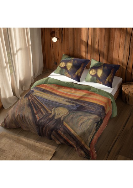 Mona Lisa & Çığlık Çift Taraflı Nevresim Takımı - 200 cm x 220 cm