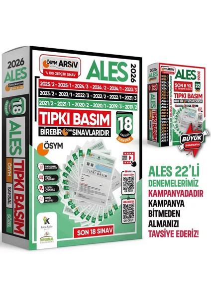 2026 ALES ÖSYM Tıpkı Basım Çıkmış Soru 18li Deneme Paketi Video ve Dijital Çözümlü Türkiye Geneli