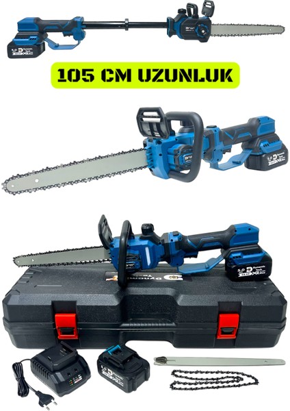 Profesyonel Kömürsüz Çift Akülü 2 Kademeli Teleskopik Uzatmalı Testere Şarjlı Dal Budama Testeresi fiyatları