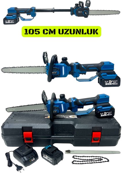 Profesyonel Kömürsüz Çift Akülü 2 Kademeli Teleskopik Uzatmalı Testere Şarjlı Dal Budama Testeresi modelleri