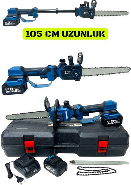 Profesyonel Kömürsüz Çift Akülü 2 Kademeli Teleskopik Uzatmalı Testere Şarjlı Dal Budama Testeresi fırsatları