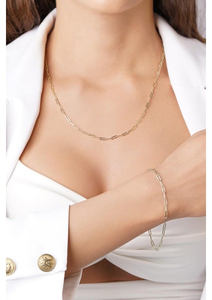 14 Ayar Altın Ataç Zincir Set