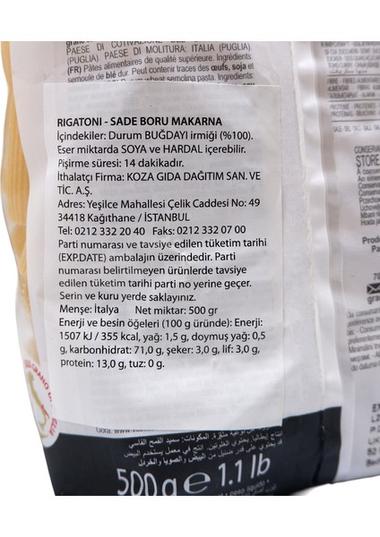 Rigatoni Granoro Dedicato 500 gr modelleri