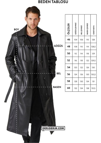 Bordo Matrix Hakiki Deri Kruvaze Düğme Kapamalı Yırtmaçlı Astarlı Kemerli Trençkot Erkek Kaban