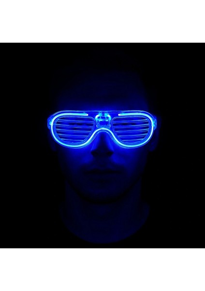 Mavi LED Işıklı Parti Gözlüğü - Neon Glow Şerit Gözlük 3 Modlu fiyatları
