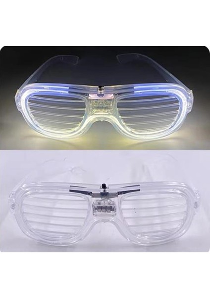 Beyaz LED Işıklı Parti Gözlüğü - Neon Glow Şerit Gözlük 3 Modlu indirimleri