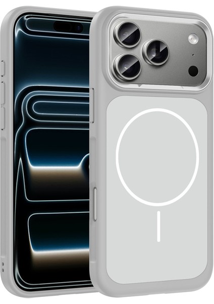 iPhone 17 Pro Max Kılıf M-Safe Şarj Özellikli Metal Kamera Çerçeveli Iridesy Kapak