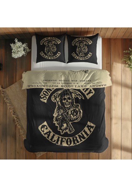 Sons Of Anarchy & Harley Davidson Model 28B Vintage Çift Taraflı Nevresim Takımı - 200 cm x 220 cm fiyatları
