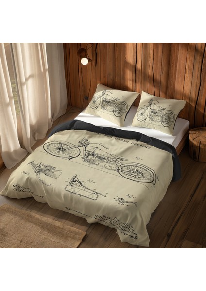 Sons Of Anarchy & Harley Davidson Model 28B Vintage Çift Taraflı Nevresim Takımı - 200 cm x 220 cm