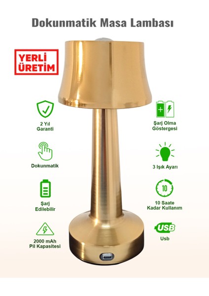 Dokunmatik Metal Masa Lambası