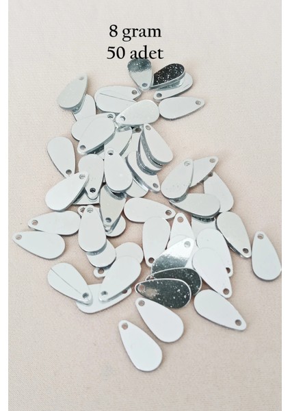 Oya Abiye Bileklik Kolye Pleksi Metalik Plastik Pul Gümüş Renk 8 gram 50 adet - BNC531